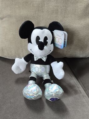 Disney Black, White & Silver Mickey Mouse Plush